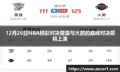 12月26日NBA精彩对决雷霆与火箭的巅峰对决即将上演